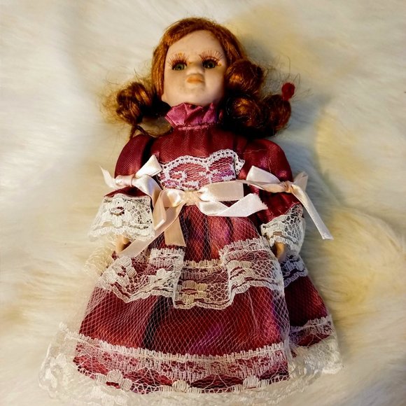 Porcelain Doll Stuffed Body Fully Dressed - Picture 1 of 7